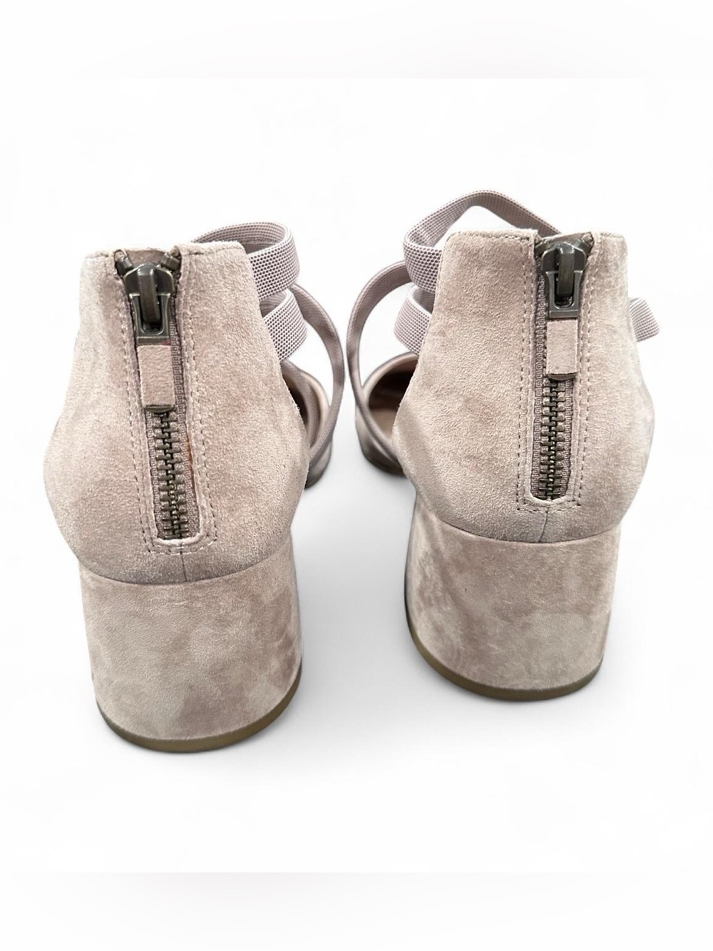 Eileen Fisher Light Taupe Suede Pointed Toe Strappy Block Heel - Picture 4 of 8